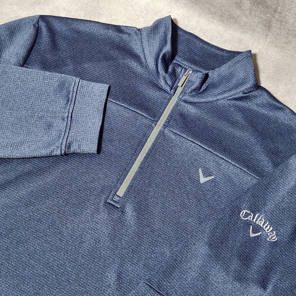 Callaway Other - Callaway Weather Series Mens XL Navy Blue Quarter Zip Waffle Fleece Pullover